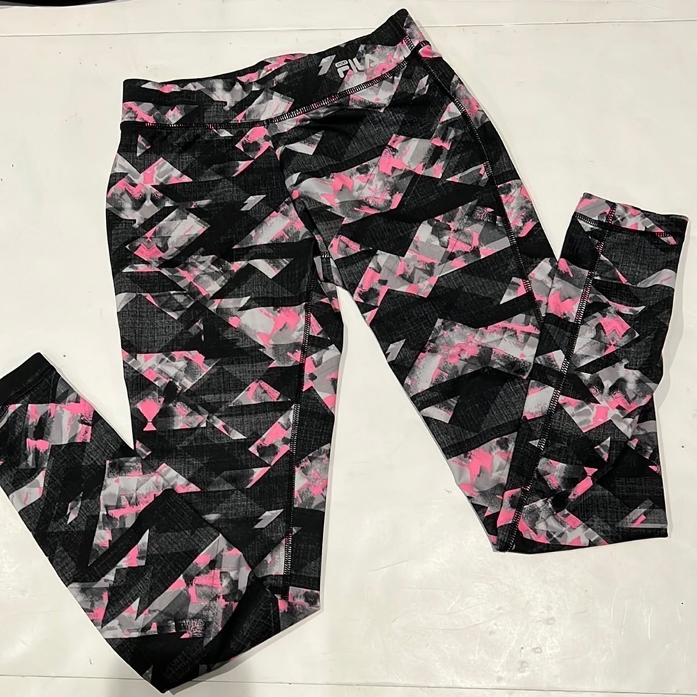 FILA BLACK & PINK LEGGINGS size medium